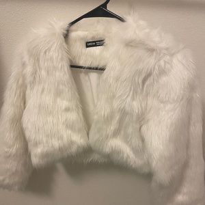 Cropped White Fur Coat